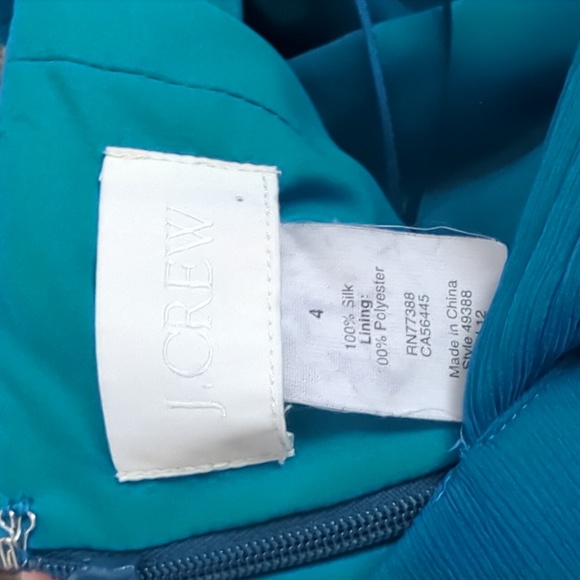 J Crew Sinclair Silk Dress Lined Halter Teal Blue size 4 Party Cocktail Formal - Picture 8 of 10